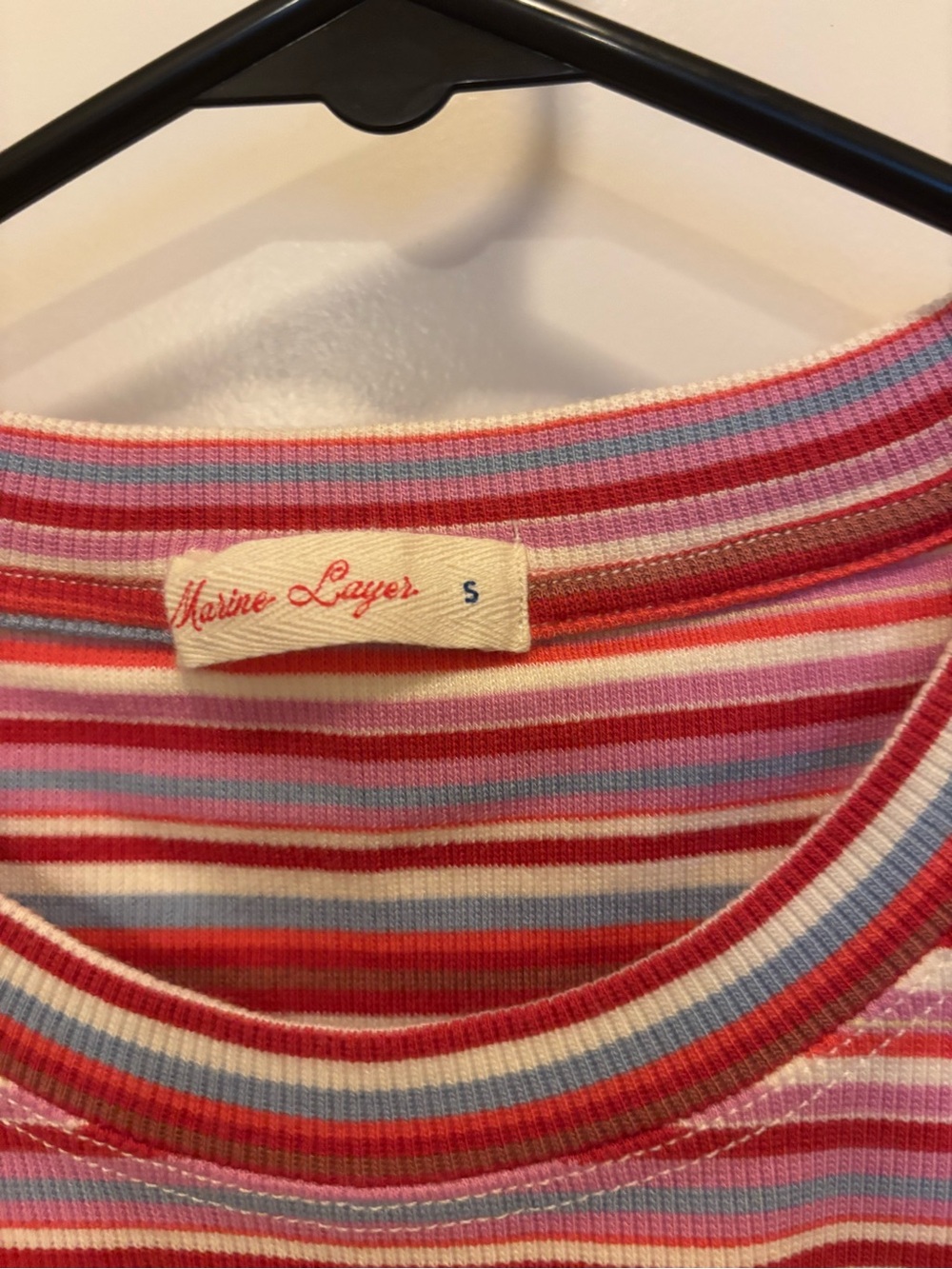 Marine Layer Pink Red Striped Short Sleeve Tee - Picture 2 of 4